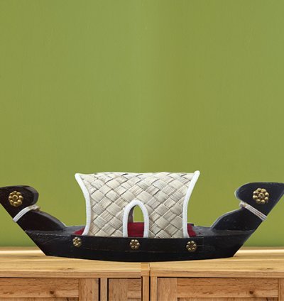 Brown Carving Wooden Kerala House Boat|Kettuvallam Gifting for Decoration,Gift